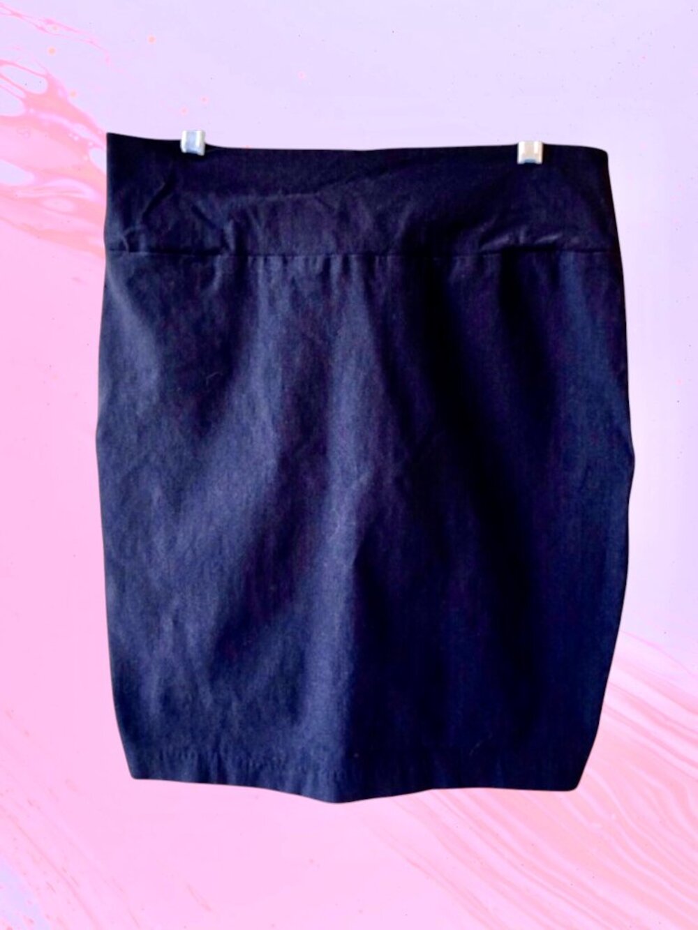 IZ BYER Black Pencil Skirt XL Pull On High Rise Stretch Millennium Back Slit